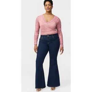 Torrid Mid-Rise Super Flare Booty Shaping Dark Rinse Jeans